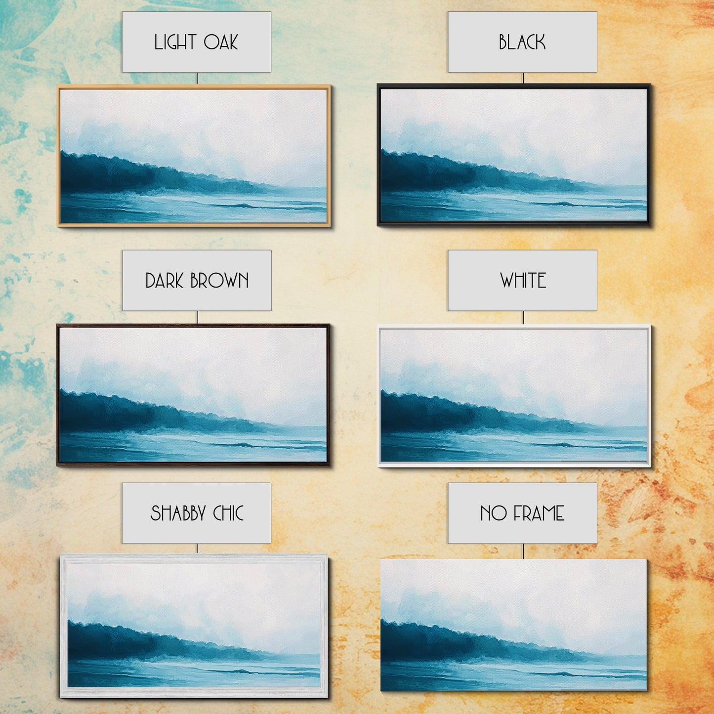 Coastal landscape art, panoramic art, framed canvas print, extra wide art, minimalist art, nautical wall art, seascape painting