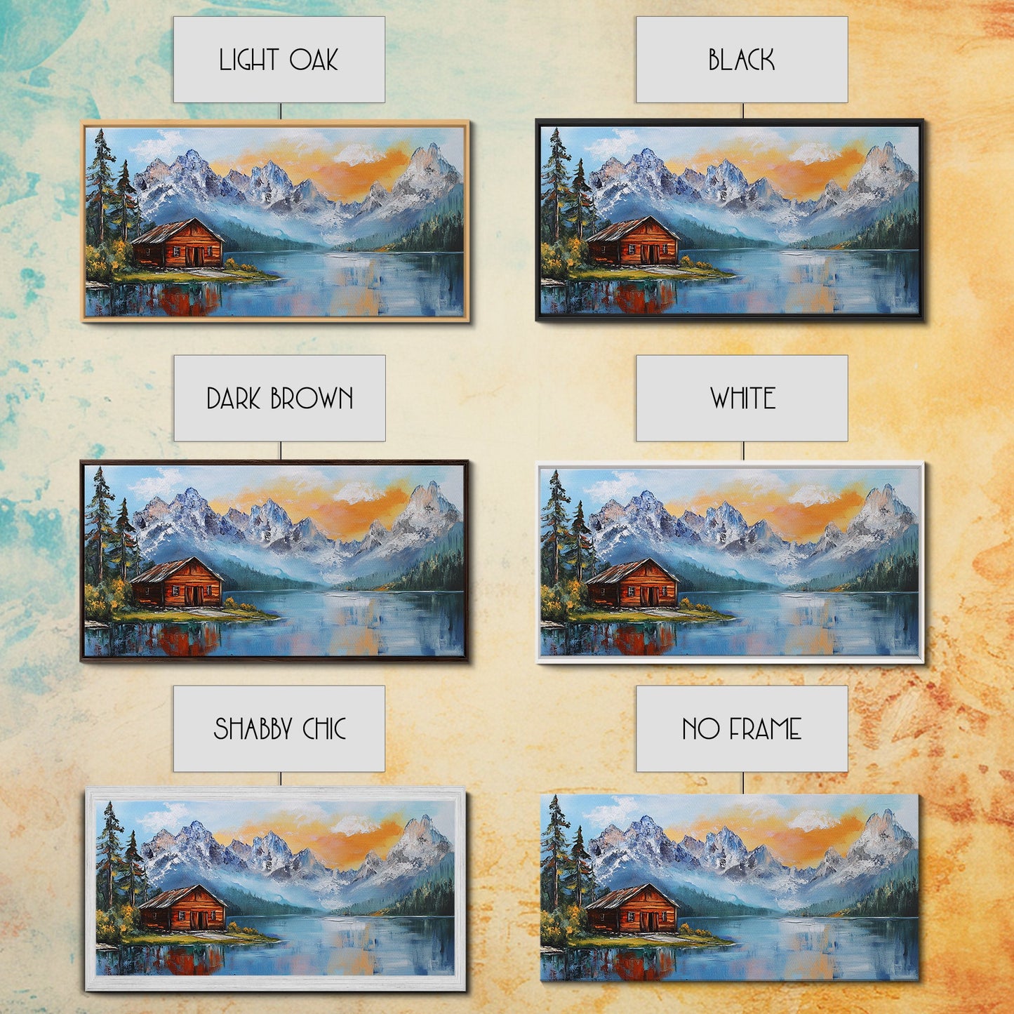 Mountain Cabin, Rustic Art, Lake Tahoe Art, Above Sofa Art, Landscape Painting, Bedroom Art, Framed Canvas Print, Farmhouse Art