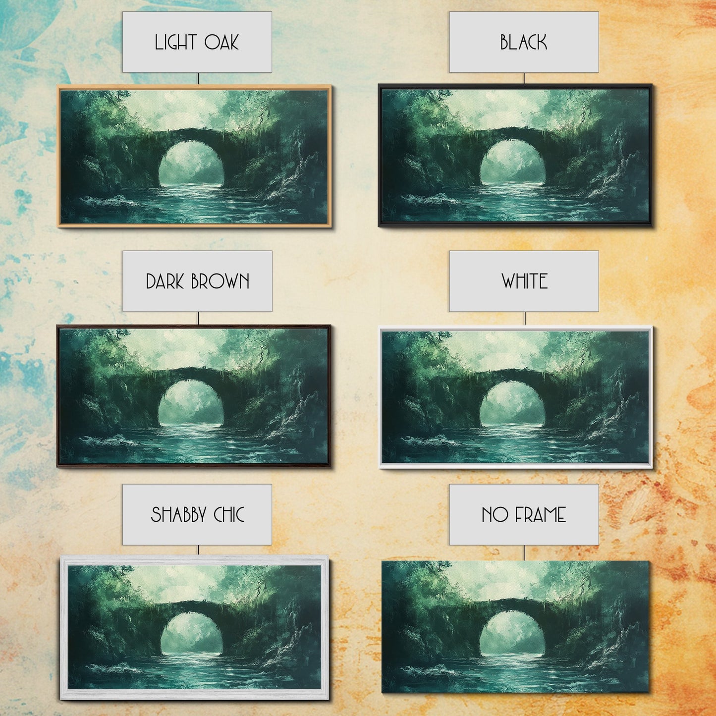 Dunkler Wald, Fantasy-Kunst, Stimmungsvolle Kunst, Wabi-Sabi-Kunst, Extra breite Kunst, Landschaftsmalerei, Gerahmter Leinwanddruck, Wandbild für über dem Bett