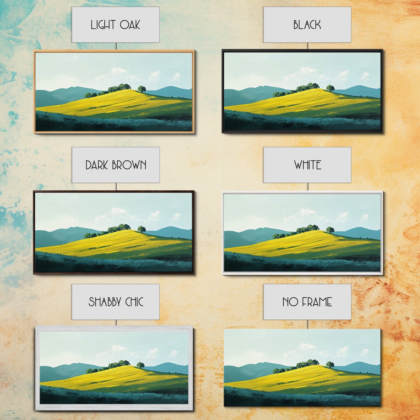 Hügellandschaft, Berglandschaft, grüne Wandkunst, Landschaftskunst, Kunst für über dem Sofa, Bauernhauskunst, Leinwanddruck