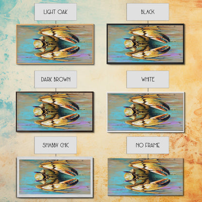 Krabbenbild, Küstendeko, Maritime Wandkunst, Rustikale Kunst, Gerahmter Leinwanddruck, Meereskunst, Strandhauskunst, Kunst mit Meeresmotiven