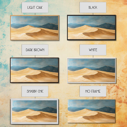 Desert Landscape, Mountain Painting, Rustic Decor, Southwest Wall Art, Framed Canvas Print, Panoramic Art, Earthy Tones Wall Art