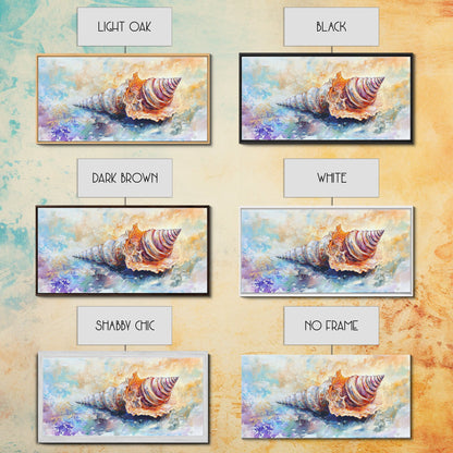 Shell Painting, Coastal Decor, Beach House Wall Art, Nautical Painting, Framed Canvas Print, Ocean Inspired Art, Oyster Shell Art