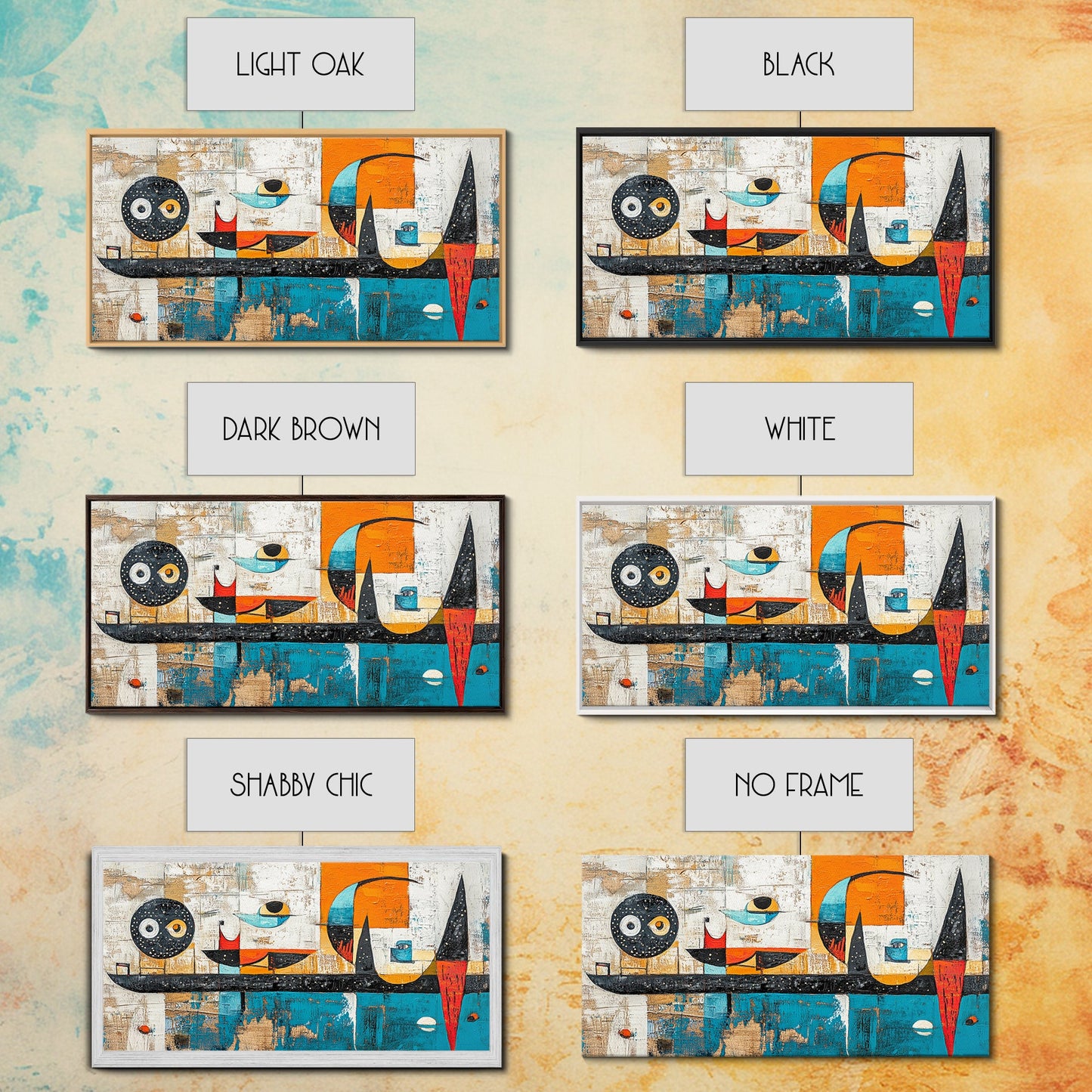 Abstract Geometric Art, mid-century modern art, sacred geometry wall art, framed canvas print, blue and green wall art, mosaic art