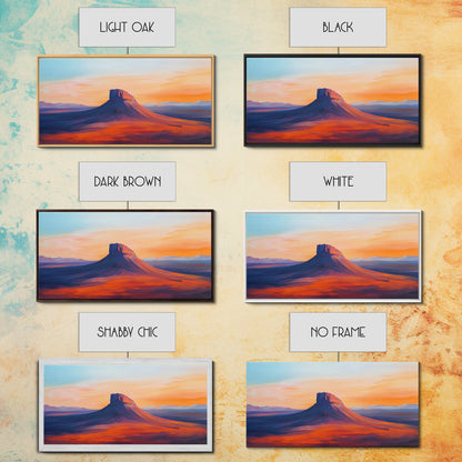 Southwest Landscape, Mountain Painting, Rustic Decor, Framed Canvas Print, Desert Sunset Art, Joshua Tree Art, Earthy Tones Art