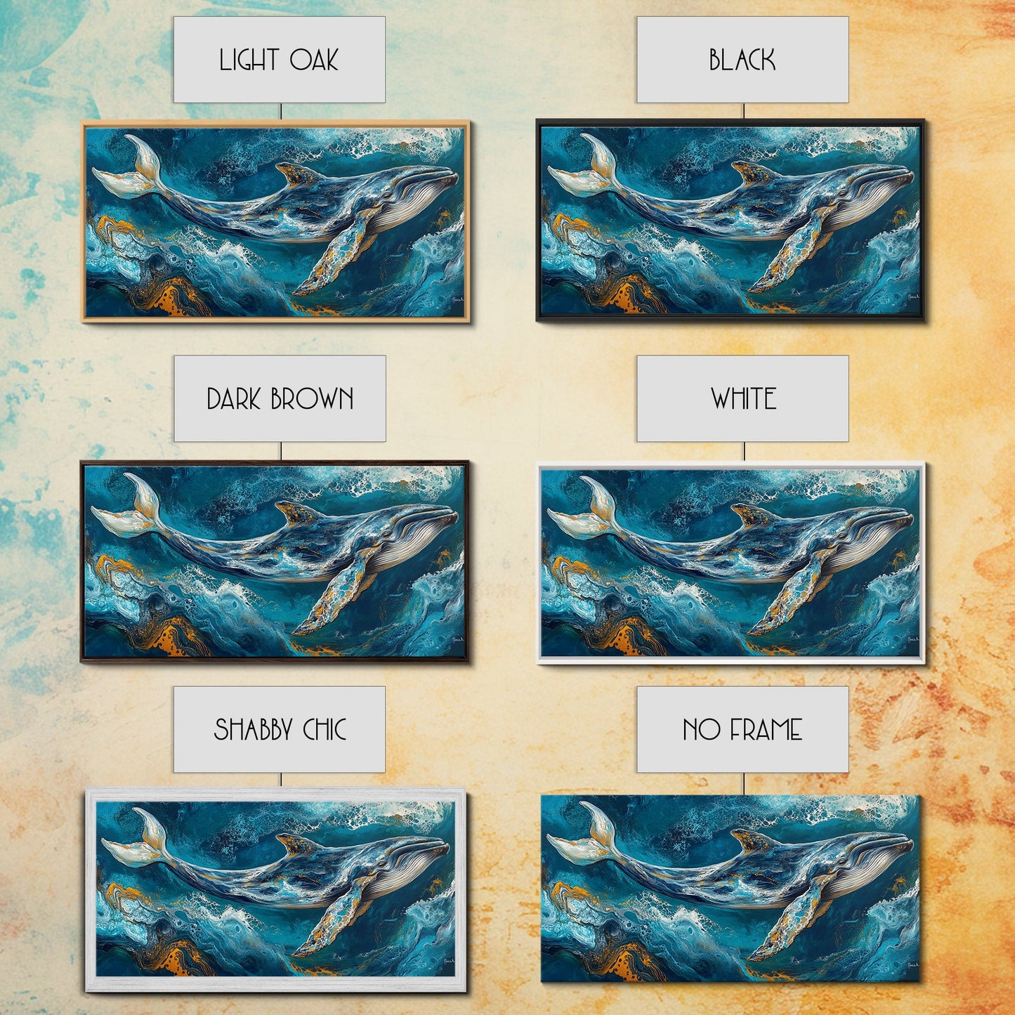 Blauwal, Meereswellen, Leinwanddruck, Walgemälde, maritime Dekoration, Küstenwandkunst, Seestück, extra breites Kunstwerk