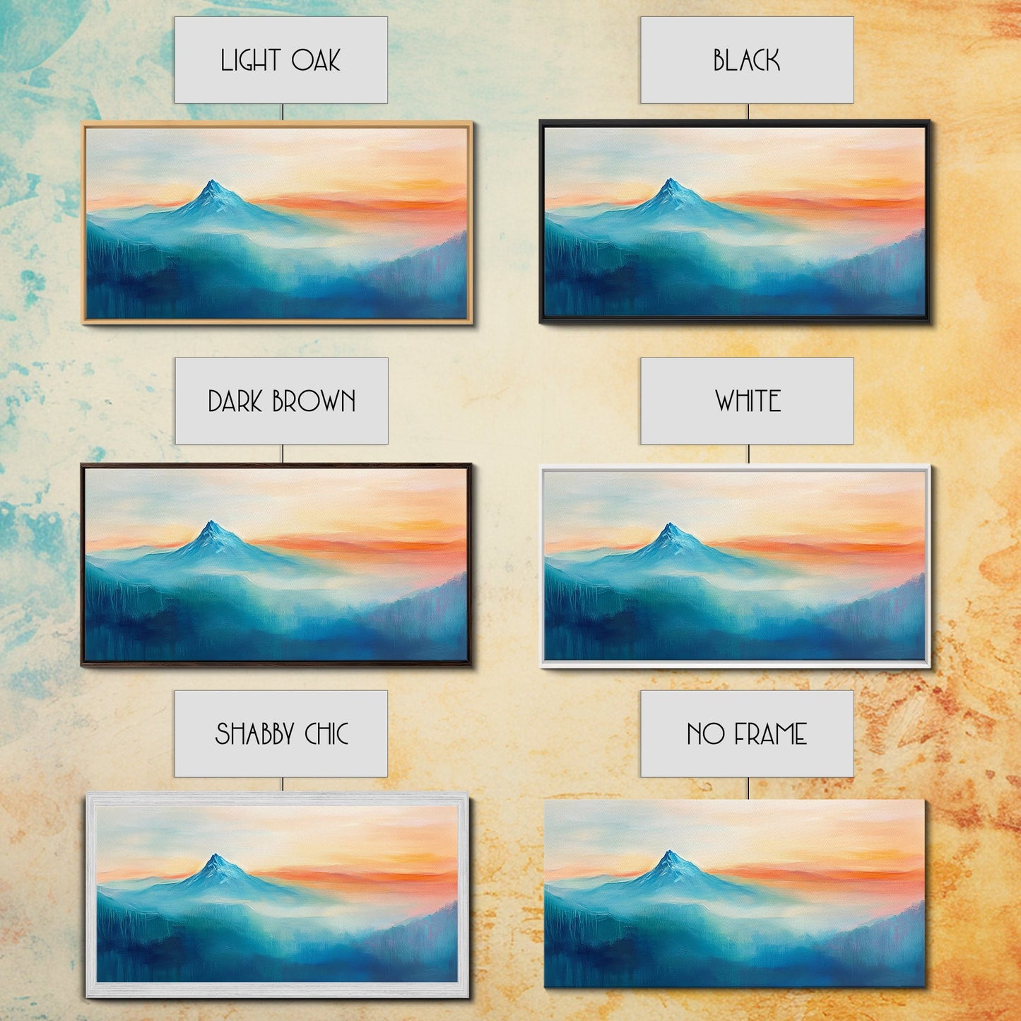 Mountain Landscape Art, Smoky Mountain Art, Blue and Green Wall Art, Nature Wall Art, Rustic Decor, Minimalist Art, Framed Canvas Print