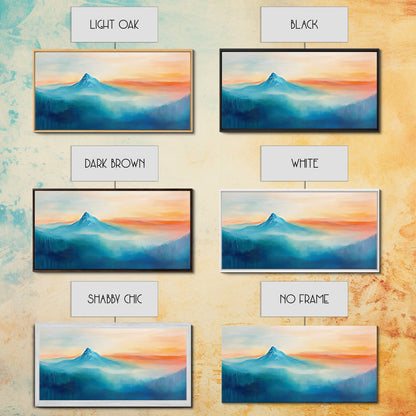 Mountain Landscape Art, Smoky Mountain Art, Blue and Green Wall Art, Nature Wall Art, Rustic Decor, Minimalist Art, Framed Canvas Print