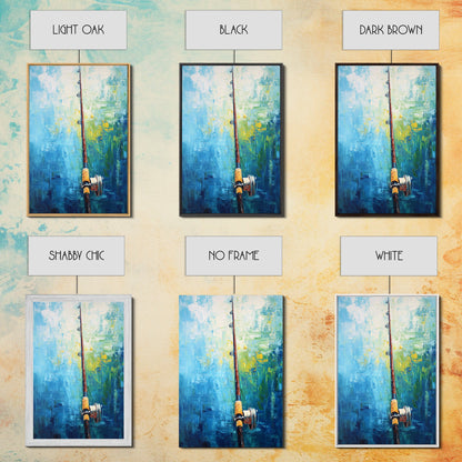 Fishing Rod Painting, Fly Fishing Art, Nautical Wall Art, Outdoor Enthusiast Decor, Rustic Cabin Art, Framed Canvas Print