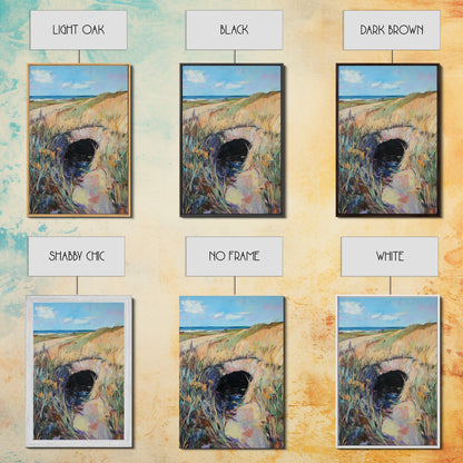 Coastal Landscape, Ireland painting, countryside decor, farmhouse art, blue and green wall art, framed canvas print, landscape painting