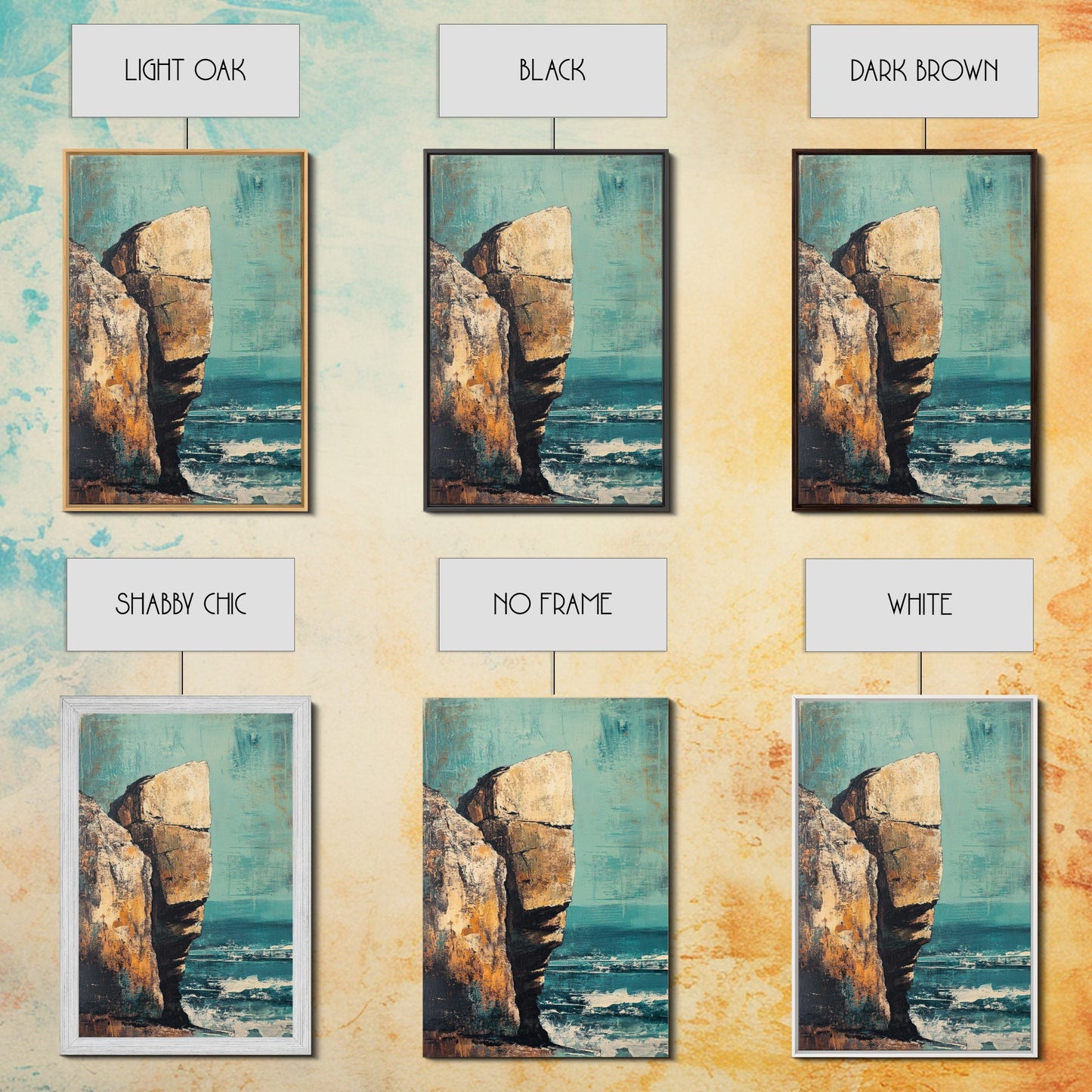 Cliffside Ocean View Canvas Print, Coastal Wall Art, Beach Landscape Painting, Seascape Art, Nautical Home Decor, Large Wall Art