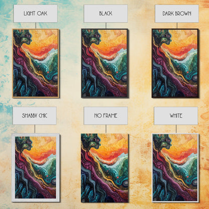 Psychedelic Abstract Texture Framed Canvas Print, Surreal Art, Vibrant Wall Art, Modern Abstract Painting, Unique Artwork, Office Decor