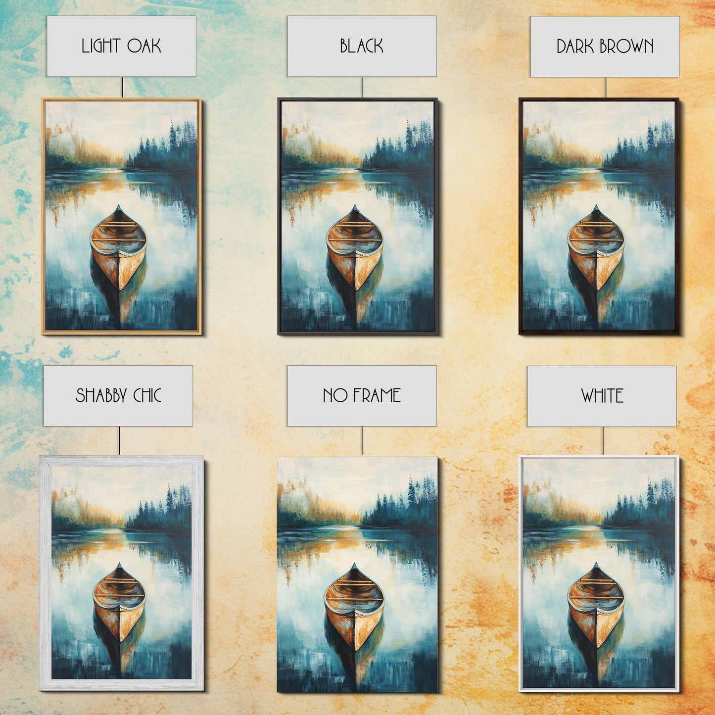 Still Water Canoe, Lake Tahoe Art, Nautical Painting, Rustic Wall Art, Moody Art, Extra Wide Art, Above Couch Art, Canvas Print