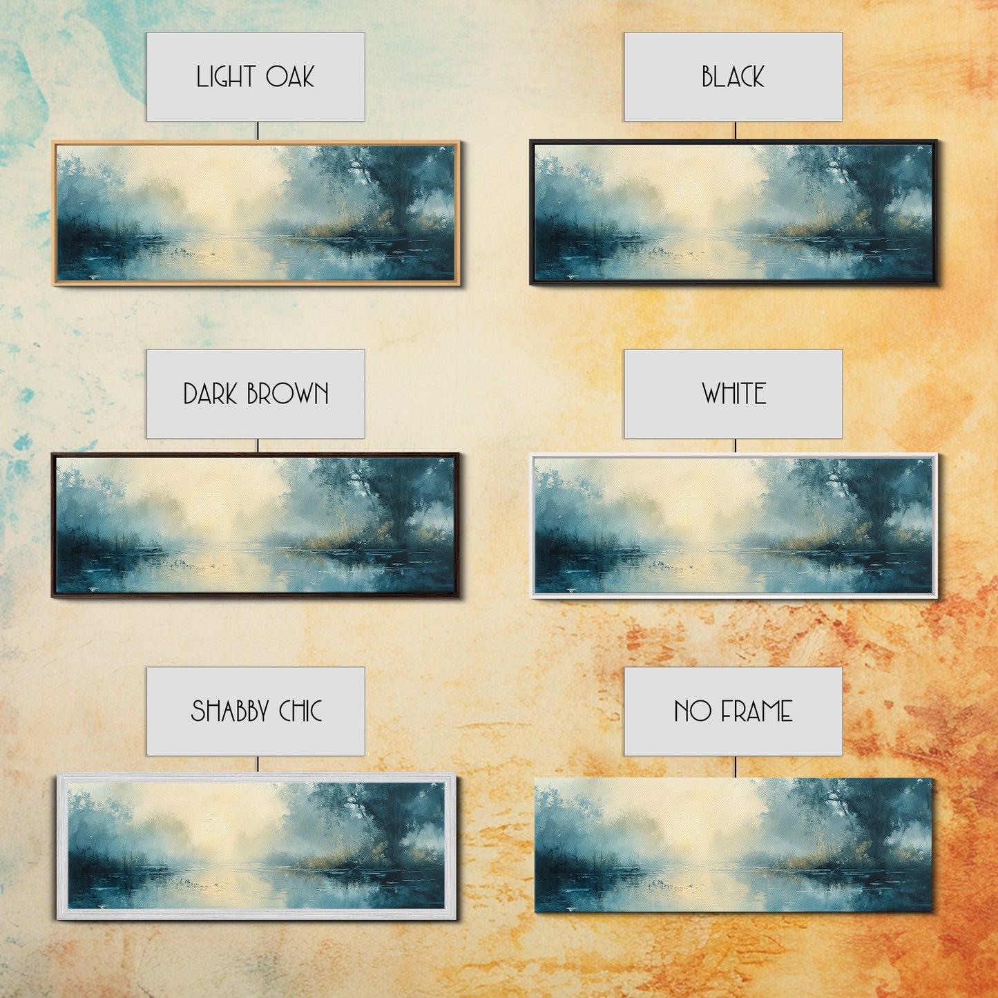 Misty Lake Canvas Print Serene Nature Wall Art, Neutral Forest Landscape, Soft Blue Wall Decor, Minimalist Bedroom Artwork