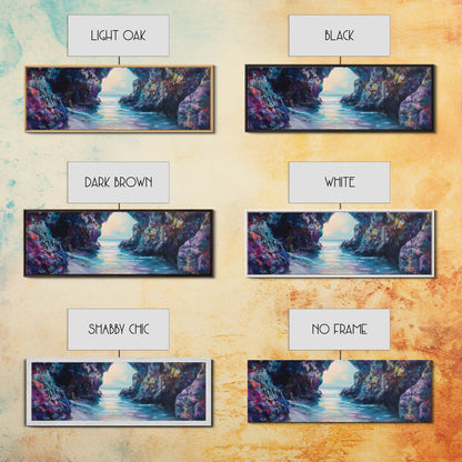 Enchanted Ocean Cave Canvas Print Mystical Coastal Wall Art Vibrant Seascape Home Decor Living Room Nature Lover Gift