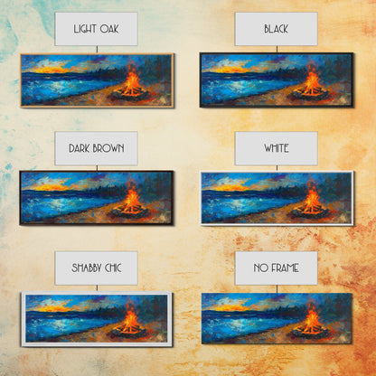 Cozy Campfire Night Painting, Rustic Cabin Decor, Warm Autumn Wall Art, Outdoor Adventure Art, Living Room Wall Art