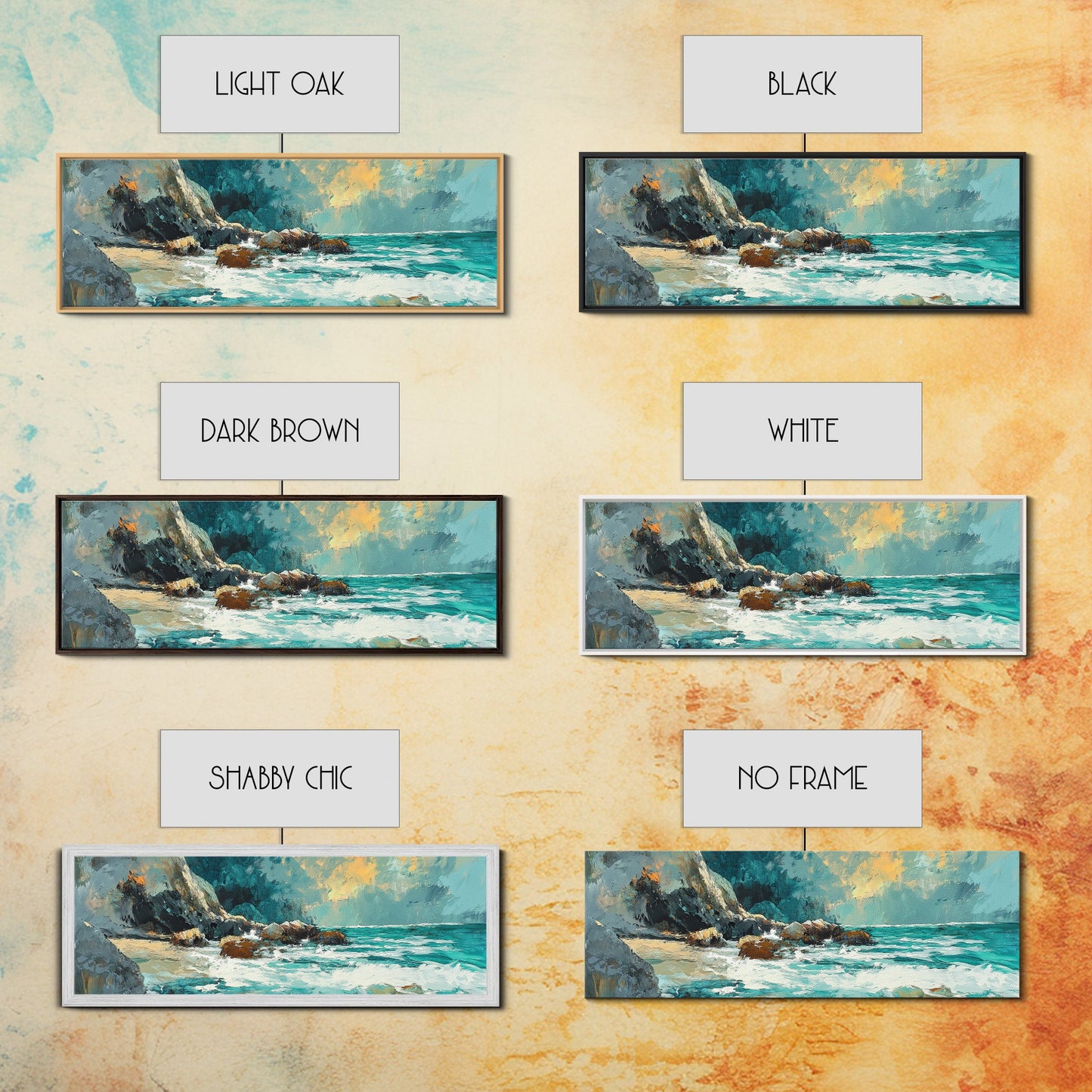 Ocean Cliffside Painting Coastal Rocky Beach Wall Art Dramatic Seascape Artwork Nautical Home Decor Dining Room