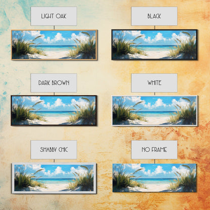 Tranquil Ocean Beach View Canvas Print, Coastal Wall Art, Blue Nautical Decor, Modern Seascape Painting, Beach House Decor