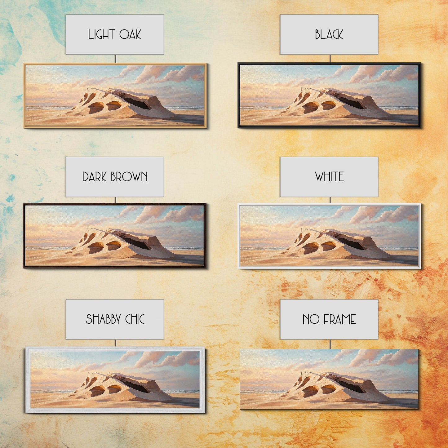 Surreal Beach Sand Formation Canvas Print, Coastal Nature Wall Art, Modern Ocean Landscape Painting, Minimalist Seascape Bedroom Decor