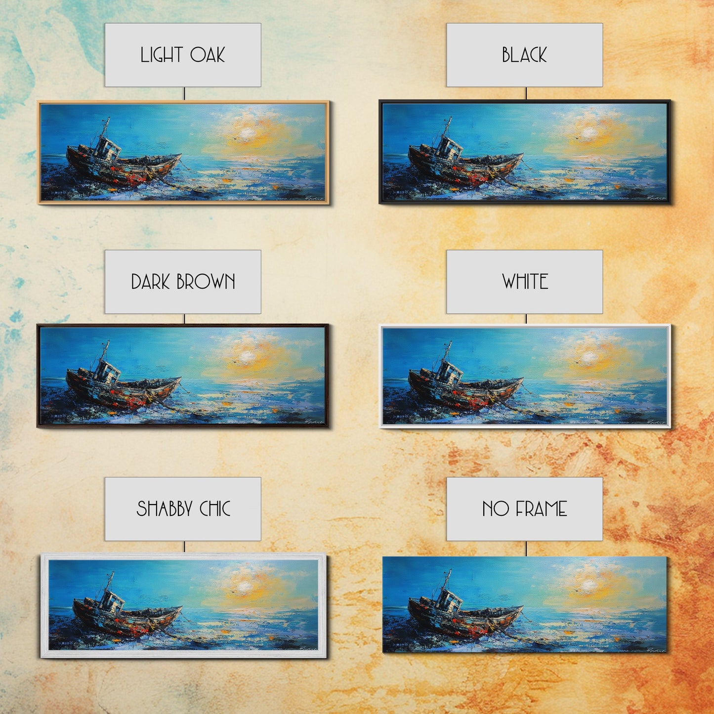 Abandoned Boat Canvas Print Nautical Wall Art, Coastal Decor, Seascape Painting, Ocean Inspired Artwork, Living Room Aesthetic