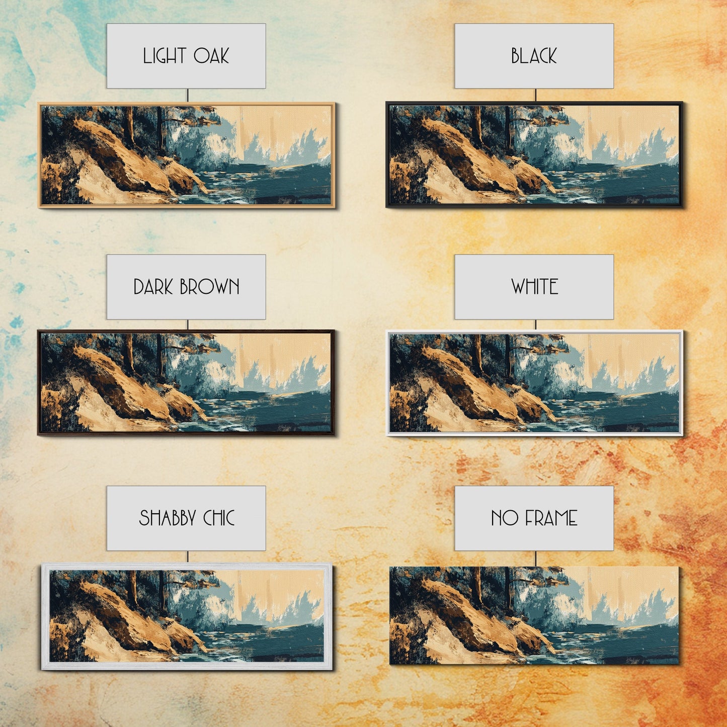 Coastal Landscape, Abstract Seascape, Textured Painting, Framed Canvas Print, Ocean Wall Art, Beach Decor, Living Room Art