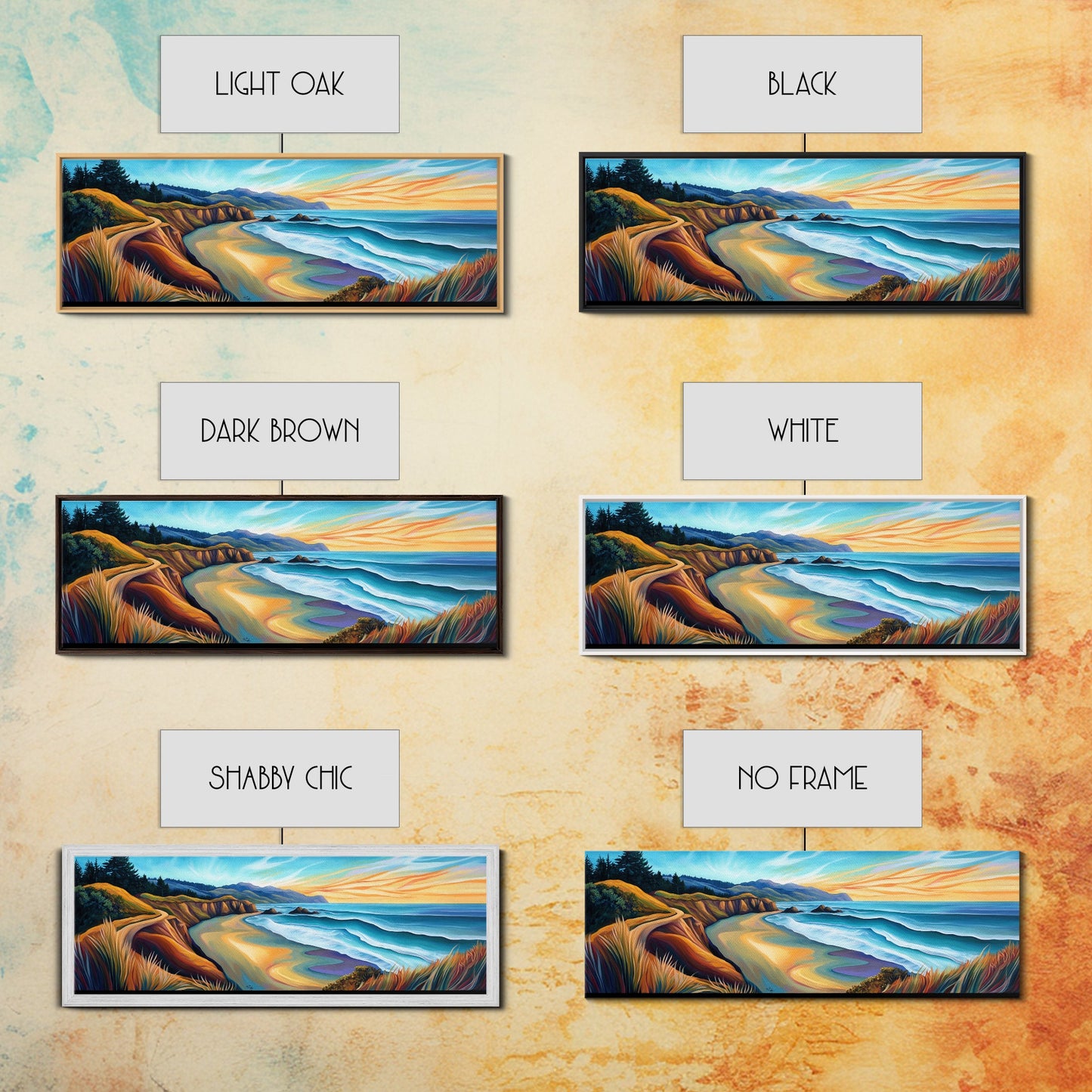 Coastal Sunset, Beach Wall Art, Ocean Landscape, Seascape Painting, Nature Art, Living Room Art, Canvas Print, Framed Canvas Print