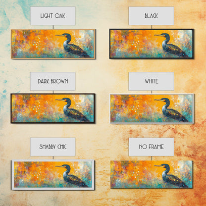 Vibrant Bird Art Framed Canvas Print Modern Wildlife Wall Art, Bold Orange Abstract Decor, Boho Nature Art, Office or Living Room Art