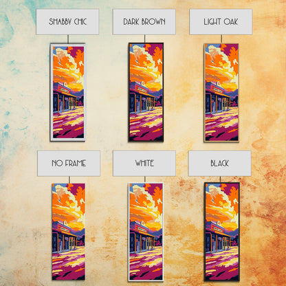 Old Western Town, Golden Sunset, Colorful Landscape, Framed Canvas Print, Rustic Wall Art, Country Home Decor, Warm Fall Aesthetic