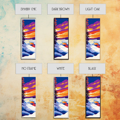 Snowy River, Winter Wonderland, Frosty Sunset, Framed Canvas Print, Cozy Cabin Art, Seasonal Wall Decor, Christmas Aesthetic, Minimalist