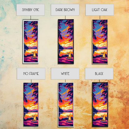 Campfire Glow, Sunset Painting, Fall Wall Art, Framed Canvas Print, Cabin Decor, Living Room Art, Outdoor Adventure Print, Nature Art