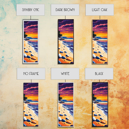 Tranquil Shoreline Sunset, Framed Canvas Print, Serene Beach Art, Vibrant Ocean View, Coastal Living Decor, Boho Aesthetic