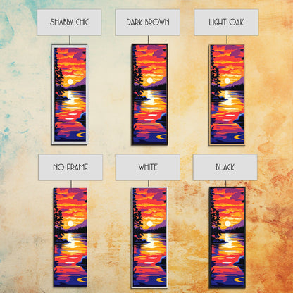 Serene Lake Sunset, Tranquil Nature Wall Art, Scenic Landscape Print, Warm Color Painting, Fall Home Decor, Framed Canvas Print