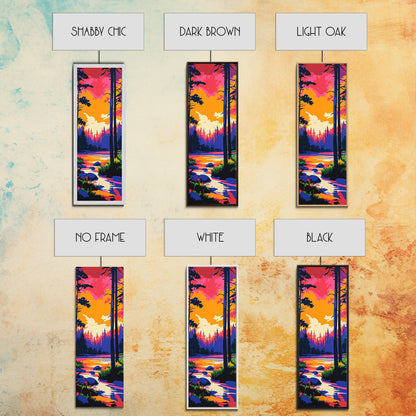 Autumn Forest, River Reflection, Vibrant Nature, Framed Canvas Print, Cabin Wall Art, Cozy Fall Decor, Rustic Retreat, Relaxing