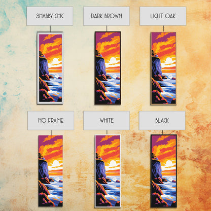 Cliffside Sunset, Ocean Waves, Vibrant Seascape, Canvas Print, Coastal Wall Art, Beach House Decor, Modern Living Room Art