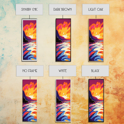 Ocean Sunset, Vibrant Landscape, Framed Canvas Print, Coastal Art, Beach House Decor, Living Room Art, Minimalist Nature Painting