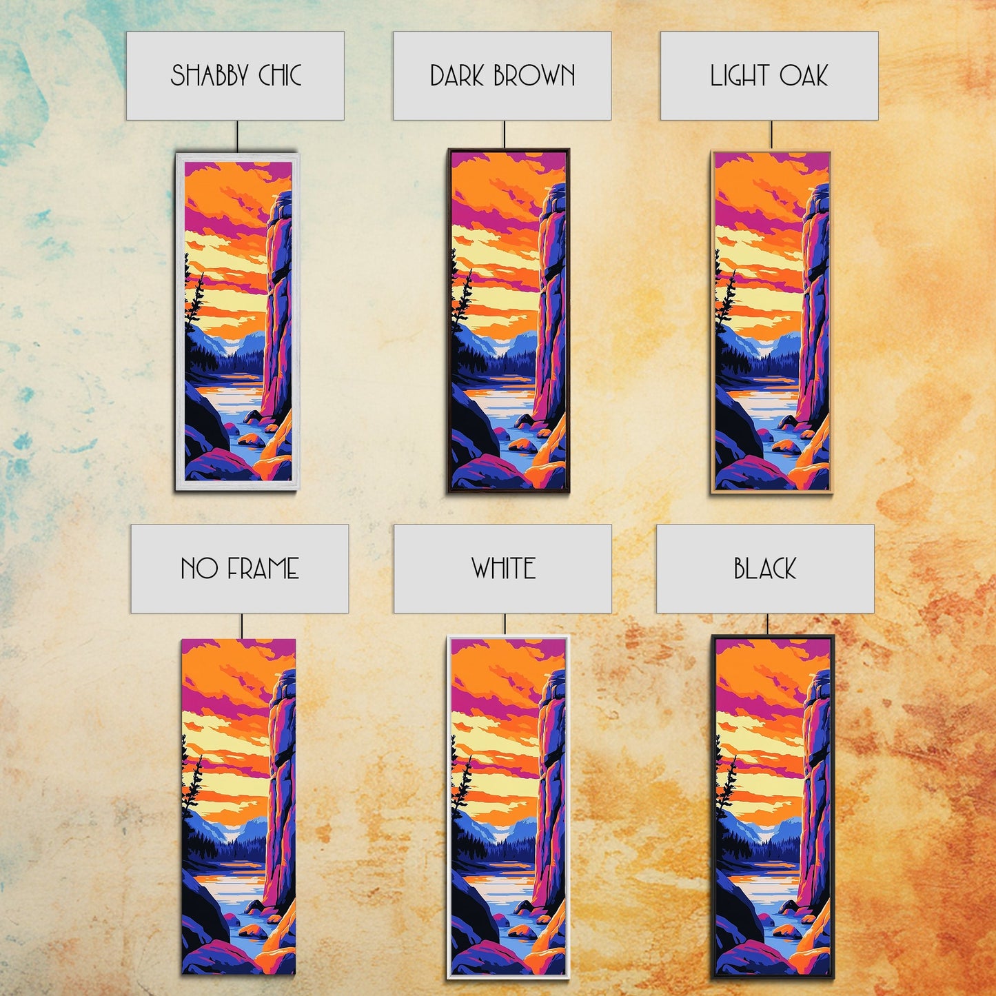 Mountain Cliffs, Nature Adventure, Framed Canvas Print, Hiking Wall Art, Outdoor Explorer Decor, Cabin Wall Art, Landscape Painting