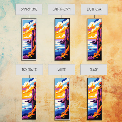 Cliffside View, Ocean Sunset, Dramatic Landscape, Vibrant Horizon, Canvas Print, Nature Wall Art, Modern Decor, Living Room Artwork