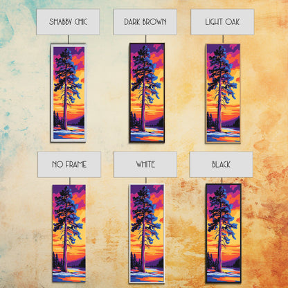 Tall Pine Tree, Sunset Forest Art, Vibrant Nature Wall Decor, Woodland Painting, Rustic Home Decor, Living Room Art, Canvas Print