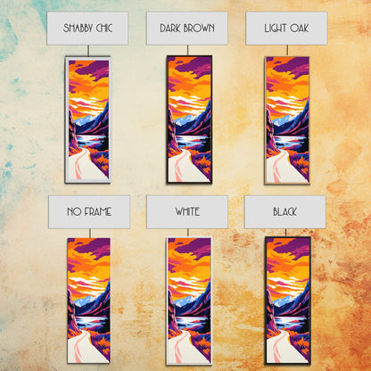 Mountain Lake, Scenic Road, Nature Escape, Boho Wall Art, Framed Canvas Print, Office Decor, Cozy Cabin Home Aesthetic