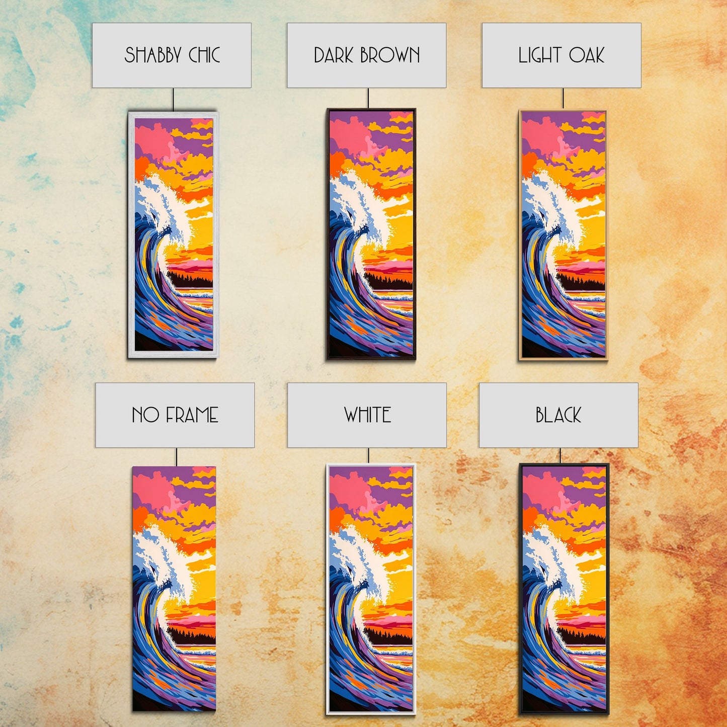 Surf Wave, Sunset Art, Colorful Ocean, Beach Wall Art, Seascape Painting, Vibrant Decor, Coastal Home, Modern Design, Canvas Print