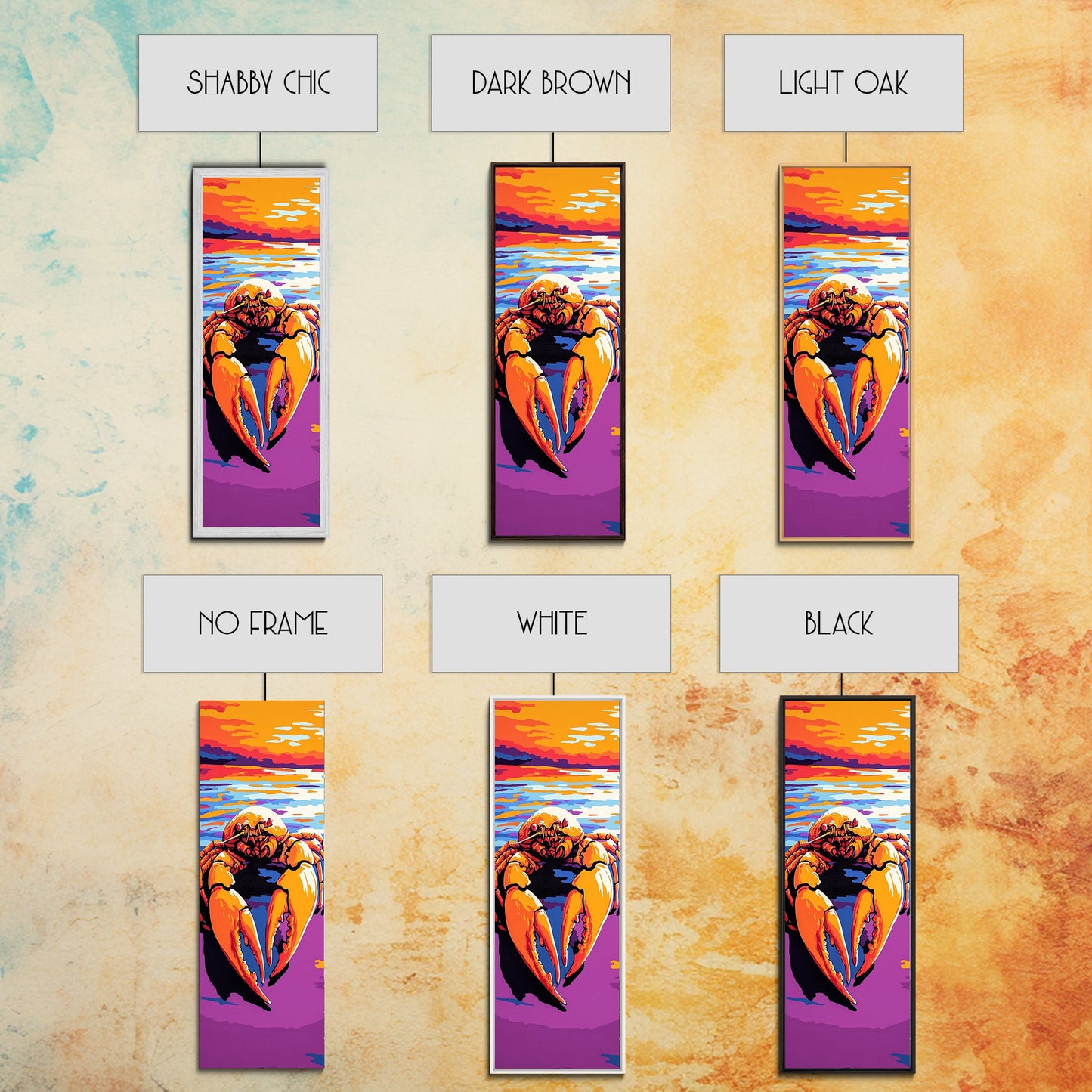 Crab Art, Ocean Theme, Nautical Decor, Bold Colors, Coastal Kitchen, Seafood Wall Art, Beach House, Living Room, Framed Canvas Print