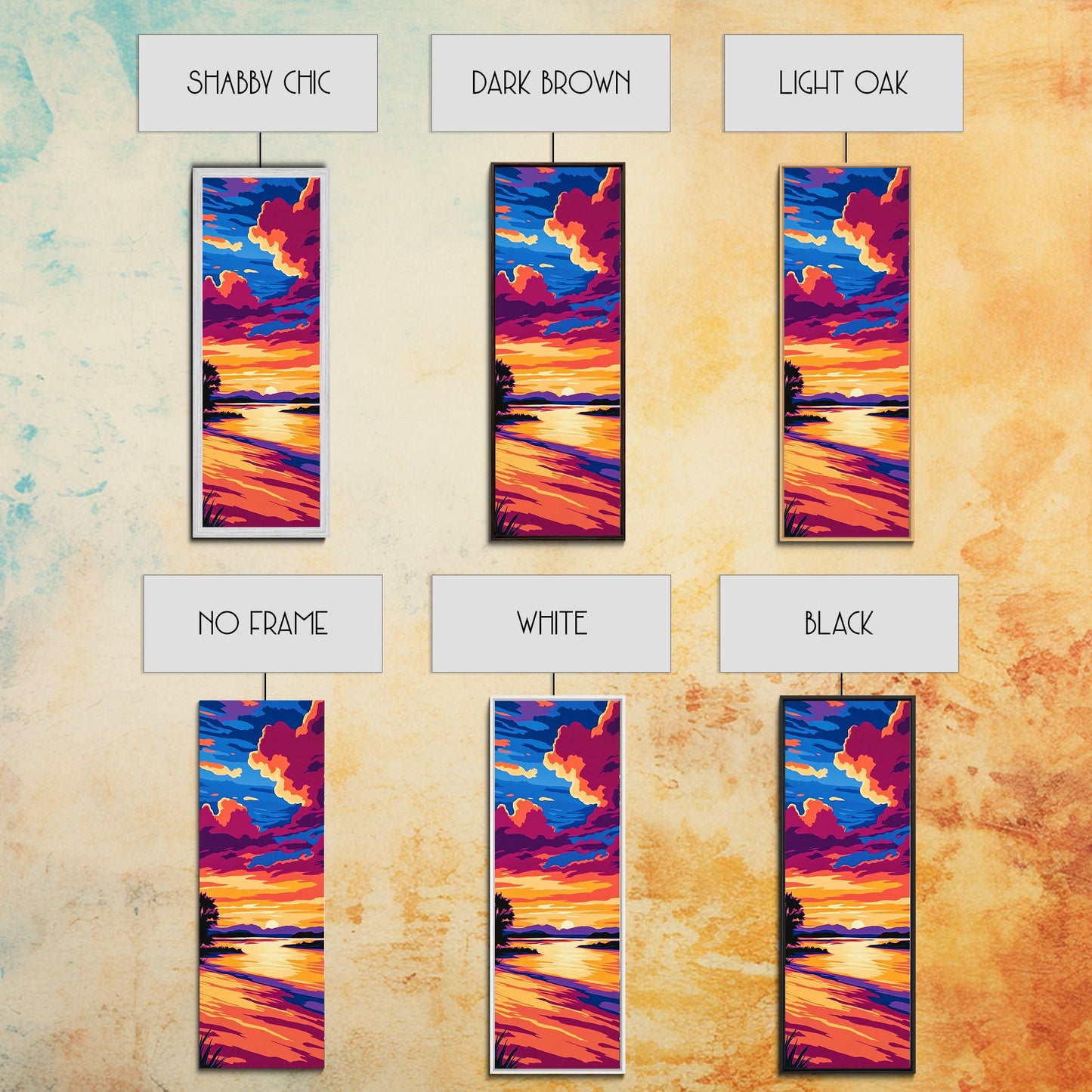 River Sunset, Serene View, Lake Reflection, Warm Colors, Peaceful Nature, Tranquil Scene, Cozy Home, Living Room, Canvas Print