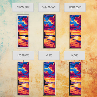 River Sunset, Serene View, Lake Reflection, Warm Colors, Peaceful Nature, Tranquil Scene, Cozy Home, Living Room, Canvas Print