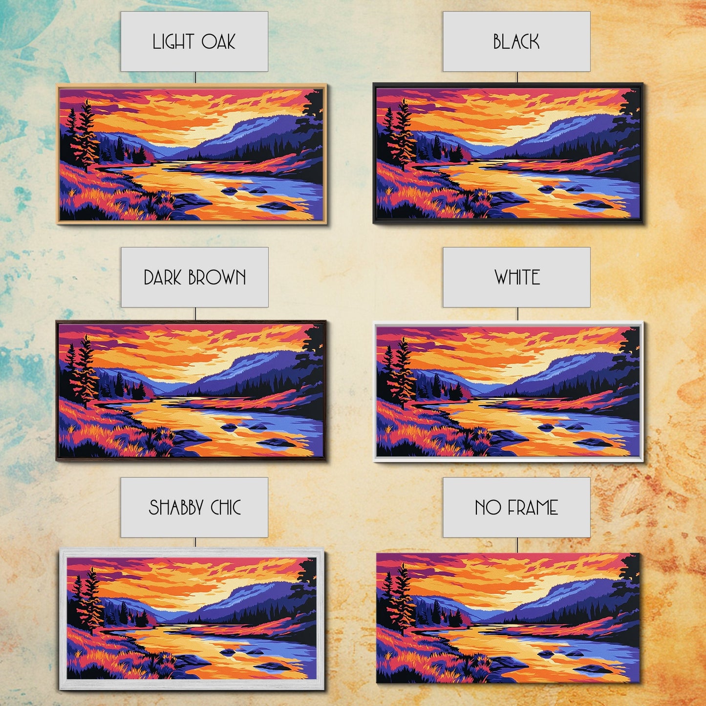 „Bergfluss im Glanz“, Leinwanddruck, Ruhige Landschaftskunst, Lebendige Naturszene, Rustikale Wanddekoration, Wohnzimmerkunst, Hüttenästhetik