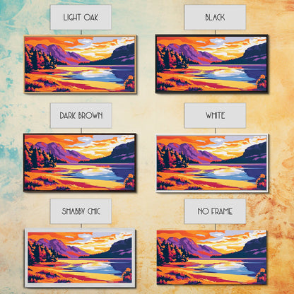 Mountain Lake, Sunset Wall Art, Nature Scene, Vibrant Colors, Rustic Decor, Modern Wilderness, Living Room, Canvas Print