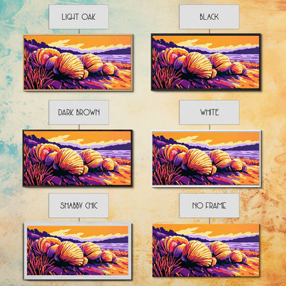 Coastal Shells, Ocean Decor, Beach Art, Vibrant Seascape, Framed Canvas Print, Nautical Home Decor, Living Room Wall Art, Gift Idea