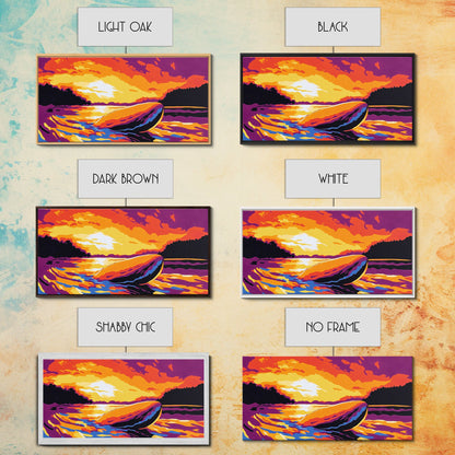 Whiskey Bottle, Sunset Reflection, Framed Canvas Print, Rustic Bar Art, Dramatic Home Art, Vibrant Wall Decor, Dining Room Wall Art