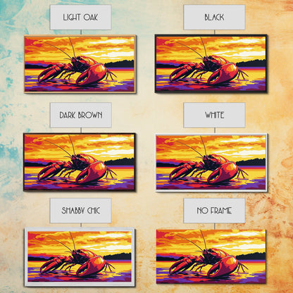 Riesenhummer, maritimes Kunstwerk, Kunst rund um Meeresfrüchte, gerahmter Leinwanddruck, Küstenwanddekoration, Gemälde mit Meeresmotiven, lebendige Meereskunst