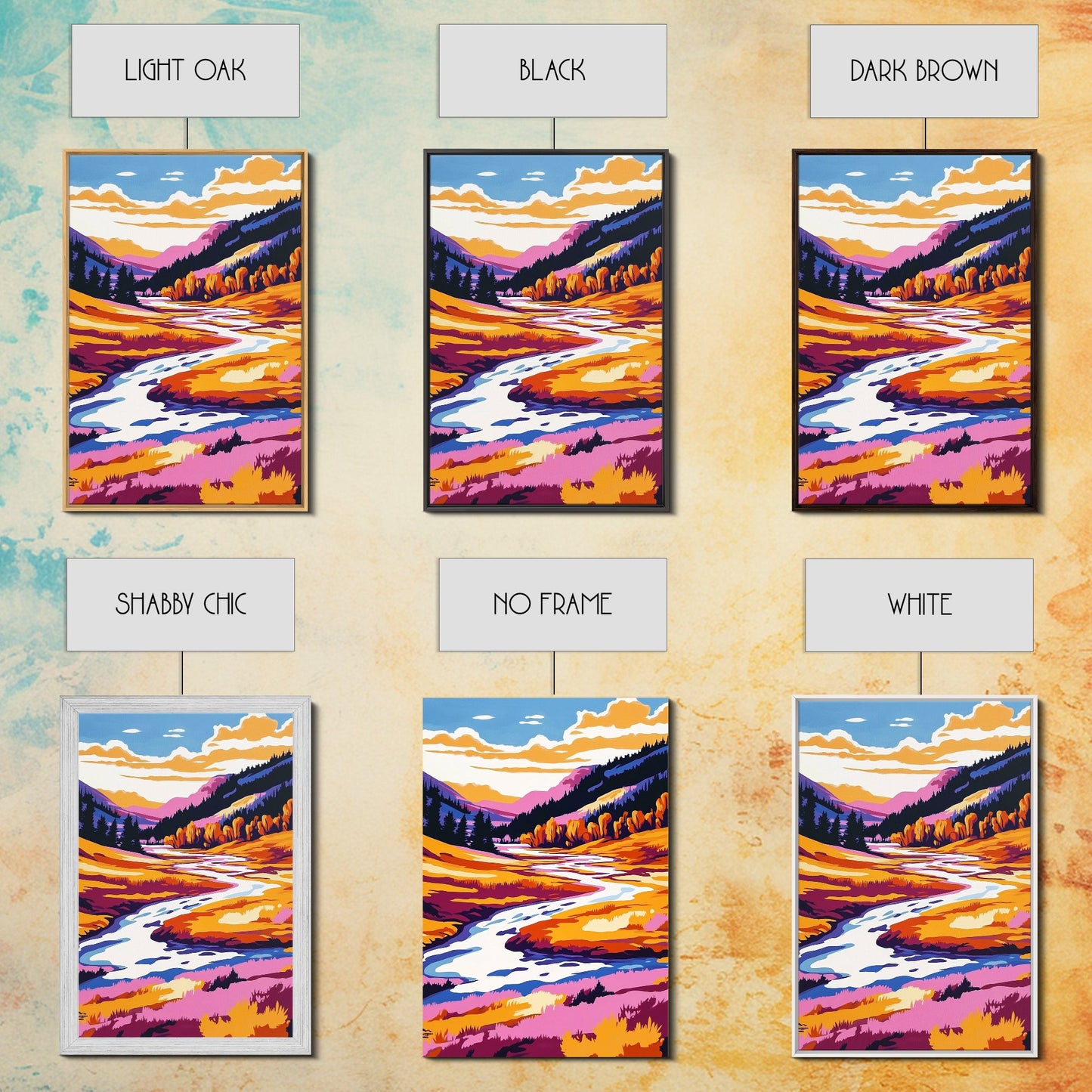 Autumn River, Valley, Canvas Print, Vibrant Fall Landscape, Cabin Wall Decor, Warm Color Palette, Nature Lover Gift, Cozy Home Wall Art