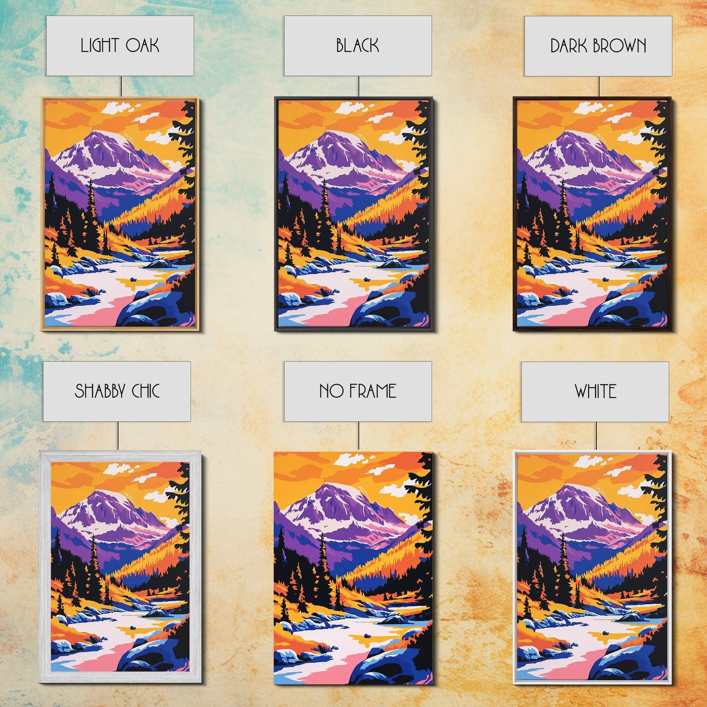 Snowy Peaks, Majestic Mountains, Wilderness Landscape, Cabin Aesthetic, Cozy Decor, Adventure Theme, Living Room, Canvas Print, Bold Colors